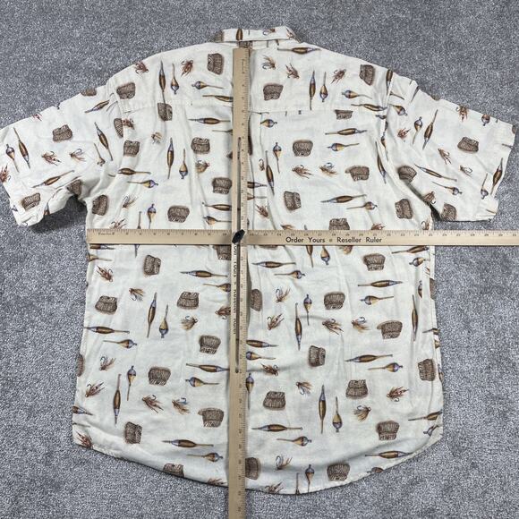 Woolrich Button Up Shirt Mens Extra Large Fishing Novelty Print Lure Bobber - Picture 8 of 11